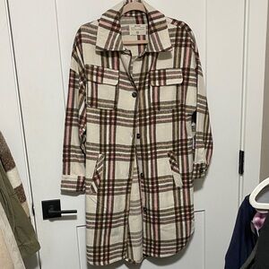 Plaid Women's Jacket - Pink and Brown